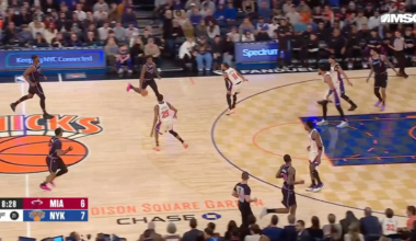 Knicks announcer after the Bam airball: "Maybe his girlfriend can help him with his shooting."