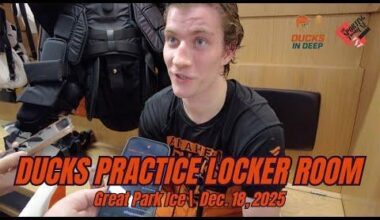 Lukáš Dostál on his return, Jackson LaCombe on sharp angle goals | Full Ducks Practice Medai