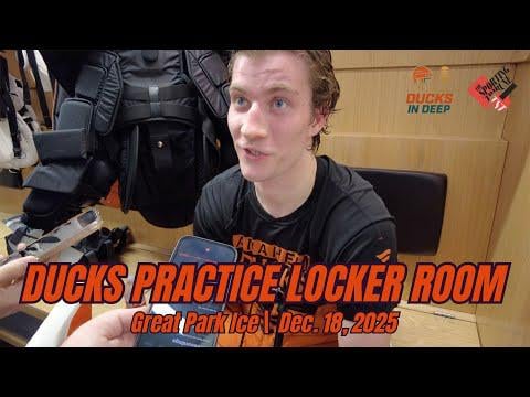 Lukáš Dostál on his return, Jackson LaCombe on sharp angle goals | Full Ducks Practice Medai