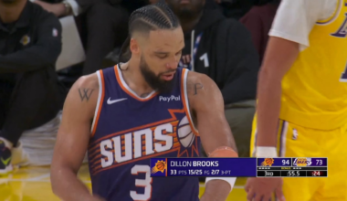 JJ tries multiple times to call a play for LeBron, but he’s chatting with the Suns bench. Takes a timeout.