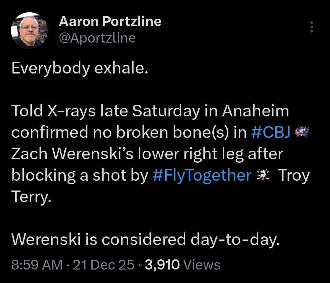 Your weekly /r/bluejackets roundup for the week of December 17 - December 23, 2025