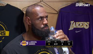 LeBron James on his feelings over his double-digit scoring streak ending: "None. We've won." [1:15m]