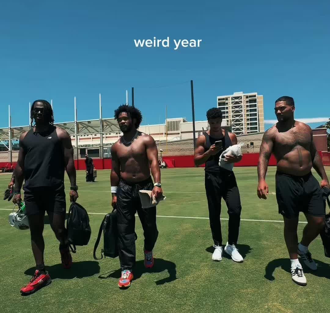 Kylers tiktok post with a video from offseason and the text "weird year"