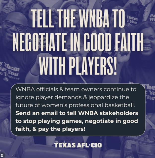 The WNBA Players Association ‘Votes Overwhelmingly To Authorize A Strike, If Necessary’ - Meanwhile, LIUNA ‘Joins In Solidarity With WNBA Players With Manhattan Billboard That Calls On The League To Reach A Fair’ Contract Deal