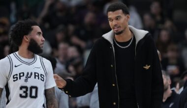 Victor Wembanyama, Stephon Castle, and Jordan McLaughlin all traveled to New Orleans and were full participants in practice. Luke Kornet is expected to play Monday