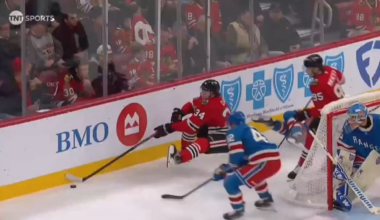 Ryan Donato's goal is overturned because of a successful hand pass challenge by the N.Y. Rangers