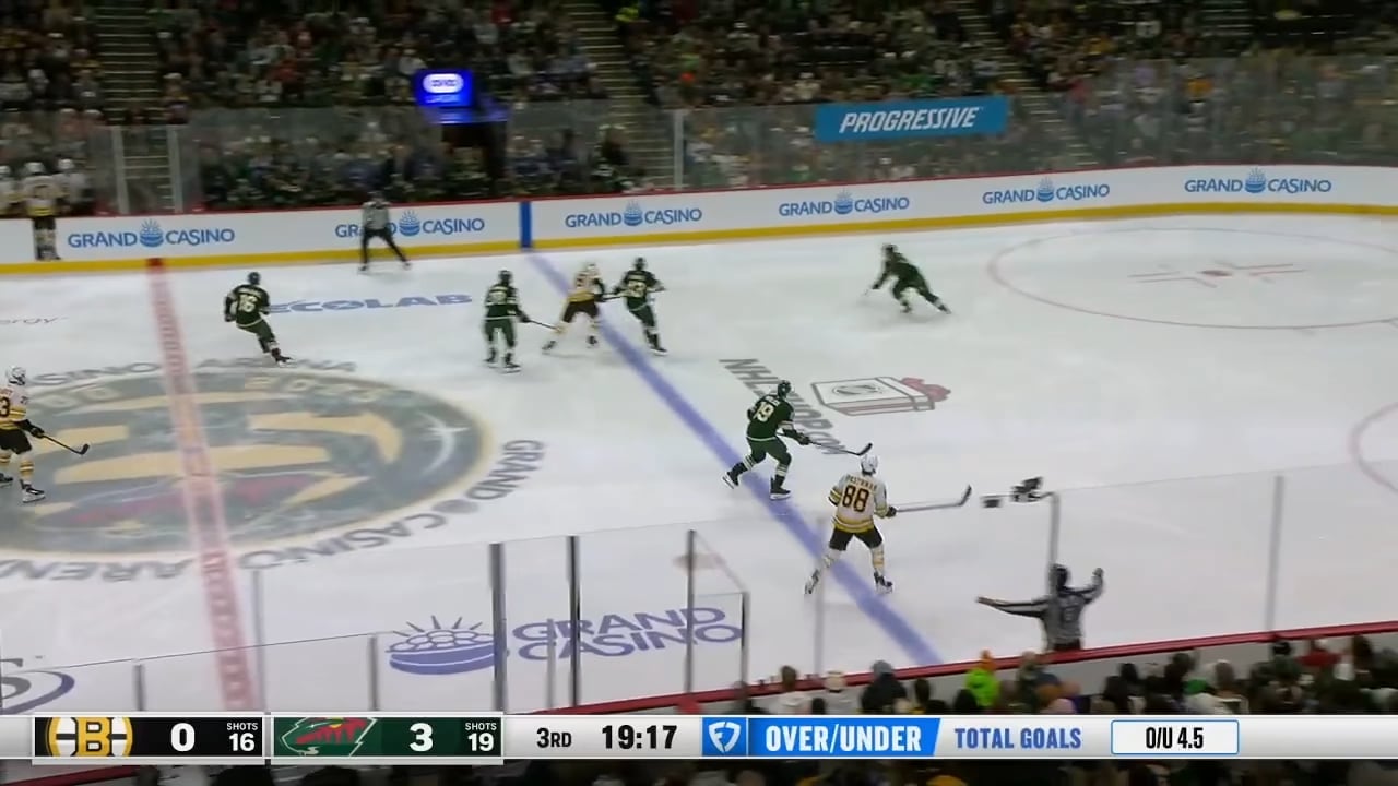 Quinn Hughes scores his first goal with the Wild to make it 4-0