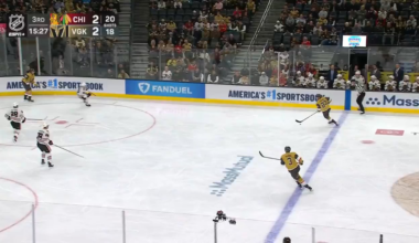 Connor Bedard dekes around Theodore and beats Hart over the blocker for his 17th goal of the year