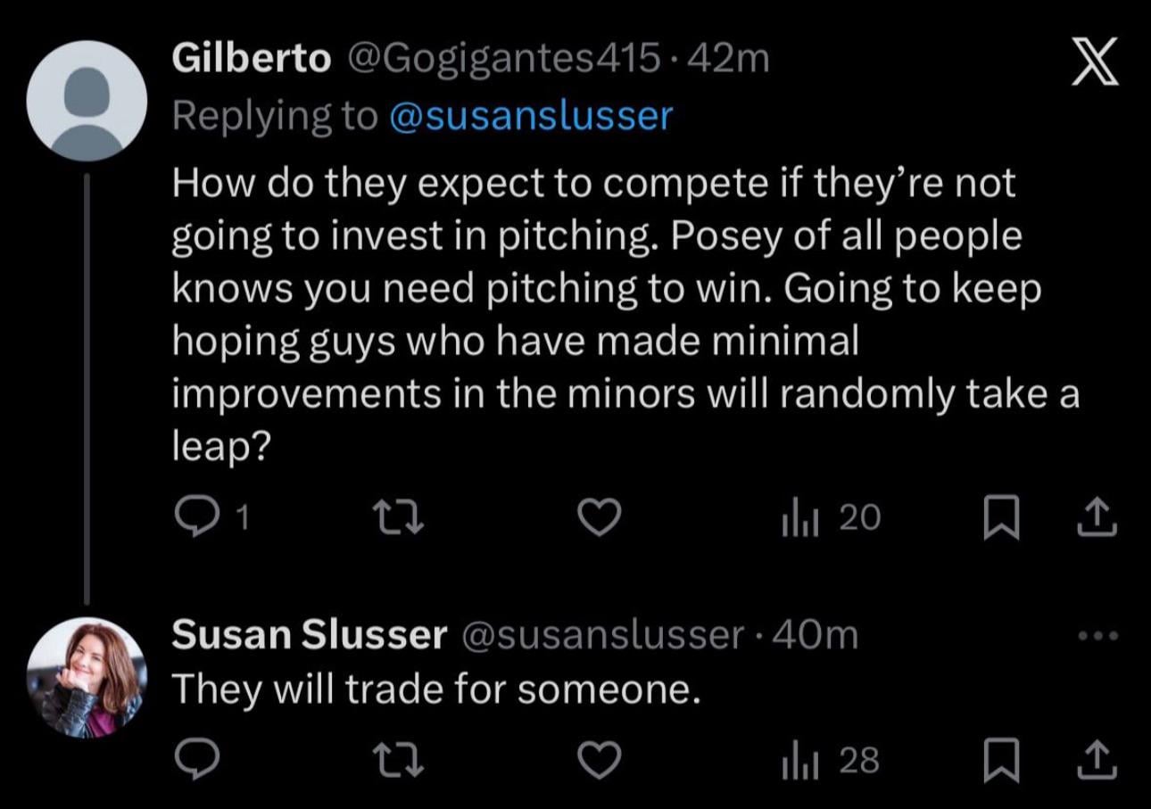 Susan Slusser expects the giants to be involved in the trade market