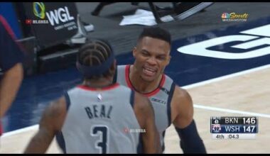 Just randomly remembered this insane game 149-146 Wizards-Nets where Beal and Russ hit those crazy clutch shots in an insane game