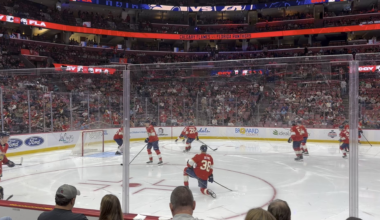 Panthers warmup prior to the 3rd period