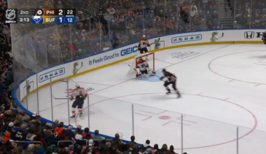 Dahlin between the legs to Thompson who scores