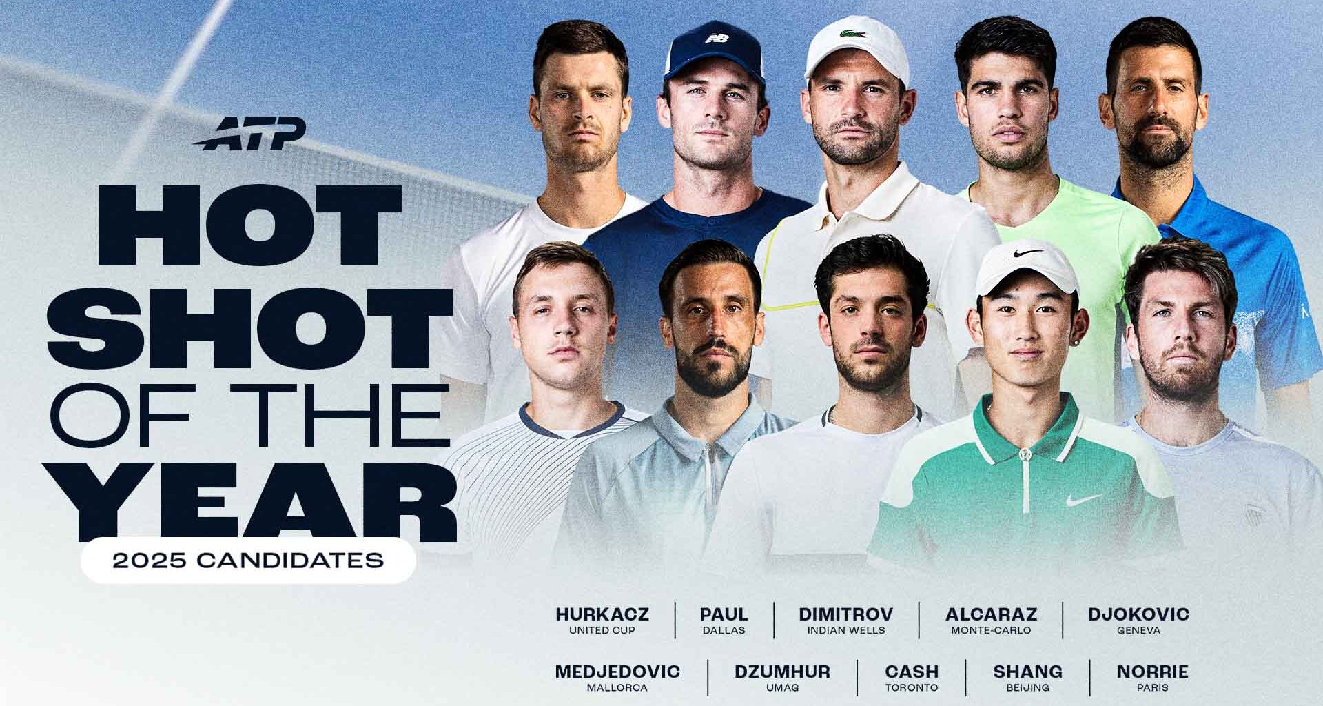 Tweeners, no-look stunners and epic scrambles: Vote for best Hot Shot of 2025 | ATP Tour