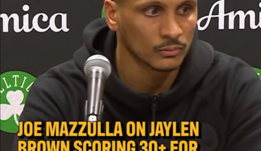 Joe Mazzulla on Jaylen Brown's 8th straight game with 30+ points: "I'm never going to talk to him about that. He doesn't have a problem doing it though."