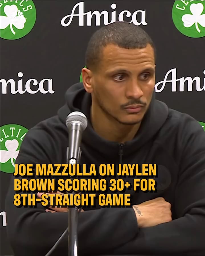 Joe Mazzulla on Jaylen Brown's 8th straight game with 30+ points: "I'm never going to talk to him about that. He doesn't have a problem doing it though."