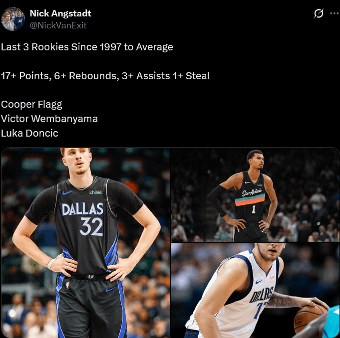 [Angstadt] There Are Only Two Other Rookies In Nearly 30 Years To Produce Like Cooper Has Done So Far: Both Generational Talents. And Cooper At 18 Is The Youngest To Do It.