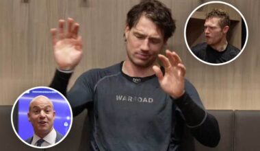 Brandon Duhaime gets special callout from Spencer Carbery, barking from teammates after fighting Joel Edmundson for rough Ethen Frank hit