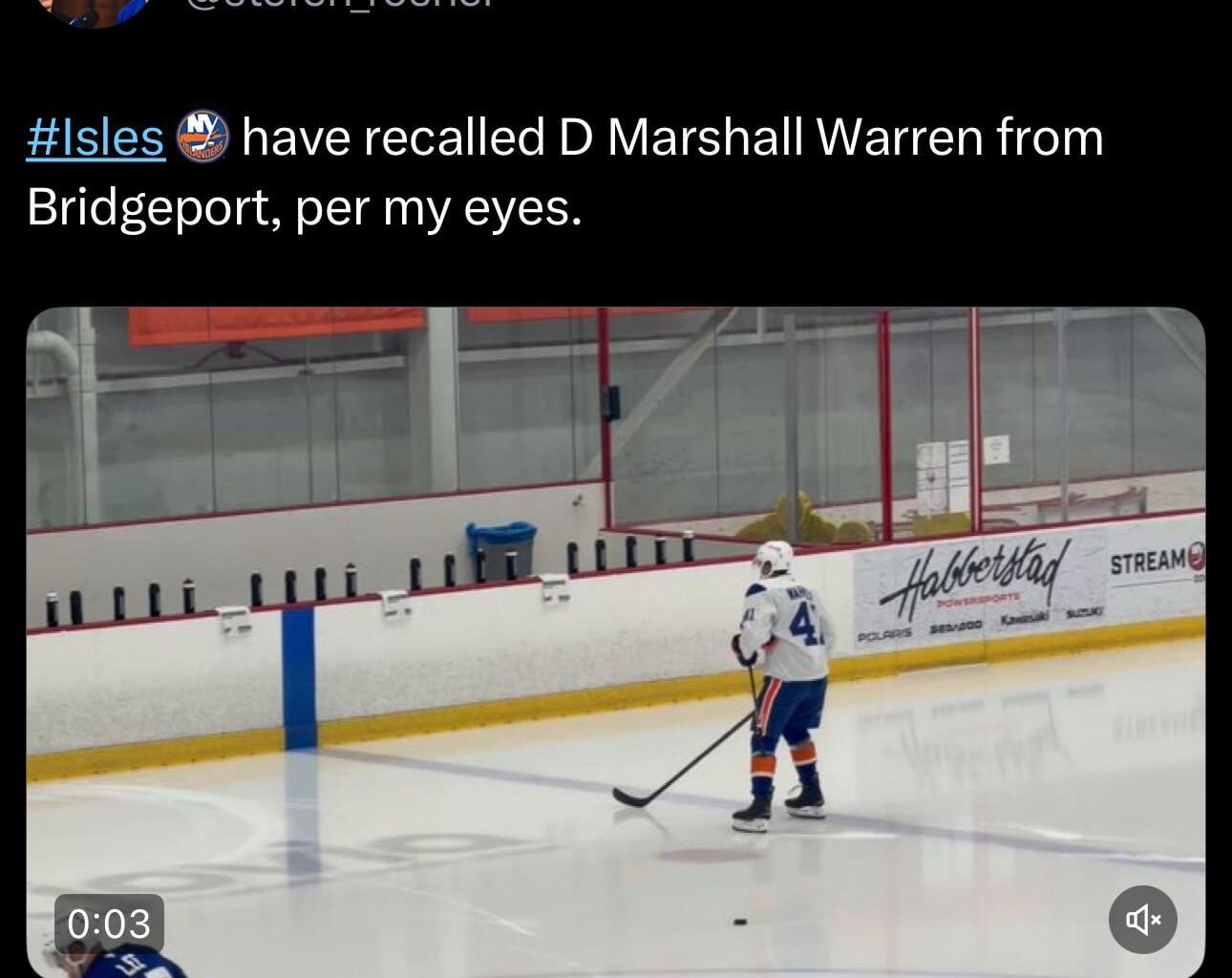 [Rosner] Warren called up from Bridgeport