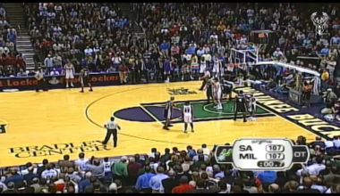 20 years ago today: The reigning-champion juggernaut Spurs came to the Bradley Center to pad their win total. San Antonio was up 14 at one point, but the Bucks were hungry that Tuesday night. After Bogut forced OT, Kukoc connected with his rookie on this unforgettable play.