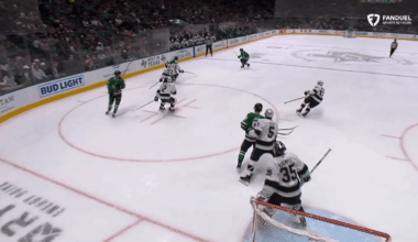 Darcy Kuemper has left the game after head contact from Mikko Rantanen. The goal was waved off, but Rantanen did not receive a penalty on the play.