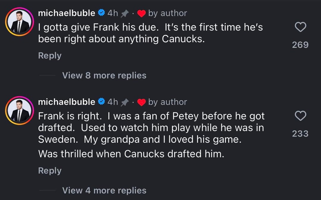 Michael Buble responds to Frank Seravalli