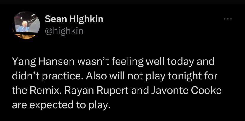 Yang might be injured