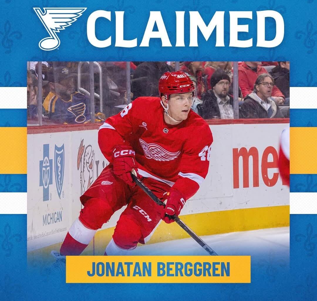Blues acquire Berggren off waivers from Detroit