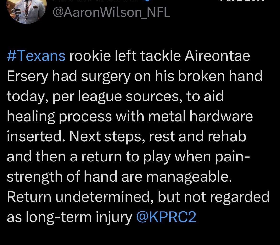 Ersery’s injury isn’t long term