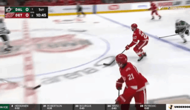 JVR teams up with Rasmussen to put the wings up 1-0 vs Dallas