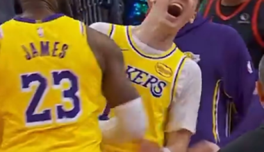 Look how hyped Bron was. He dgaf about that streak, he wanted that W 👑