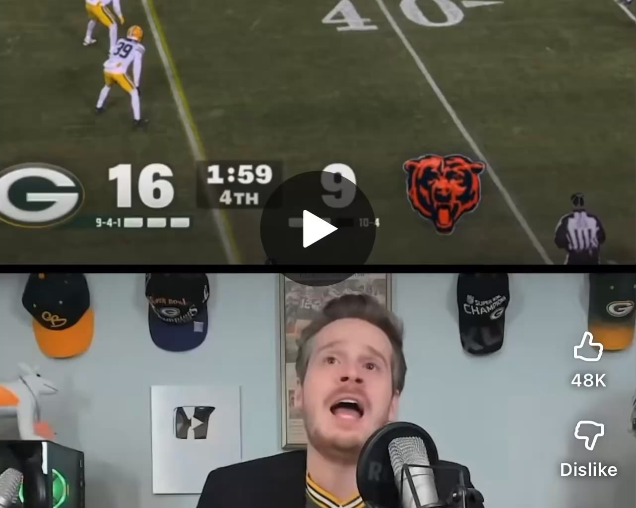 Tom Grossi always increases my enjoyment when the Bears beat the Packers 😂