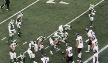 Had a great view of the Breece Hall TD yesterday and loved the Ric Flair reference on the screen!