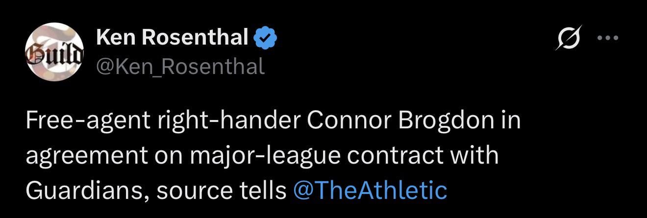 [Rosenthal] Free-agent right-hander Connor Brogdon in agreement on major-league contract with Guardians, source tells The Athletic