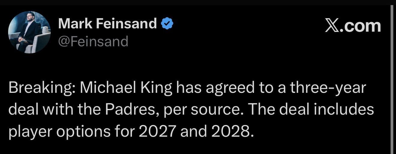 Michael King back to the Padres