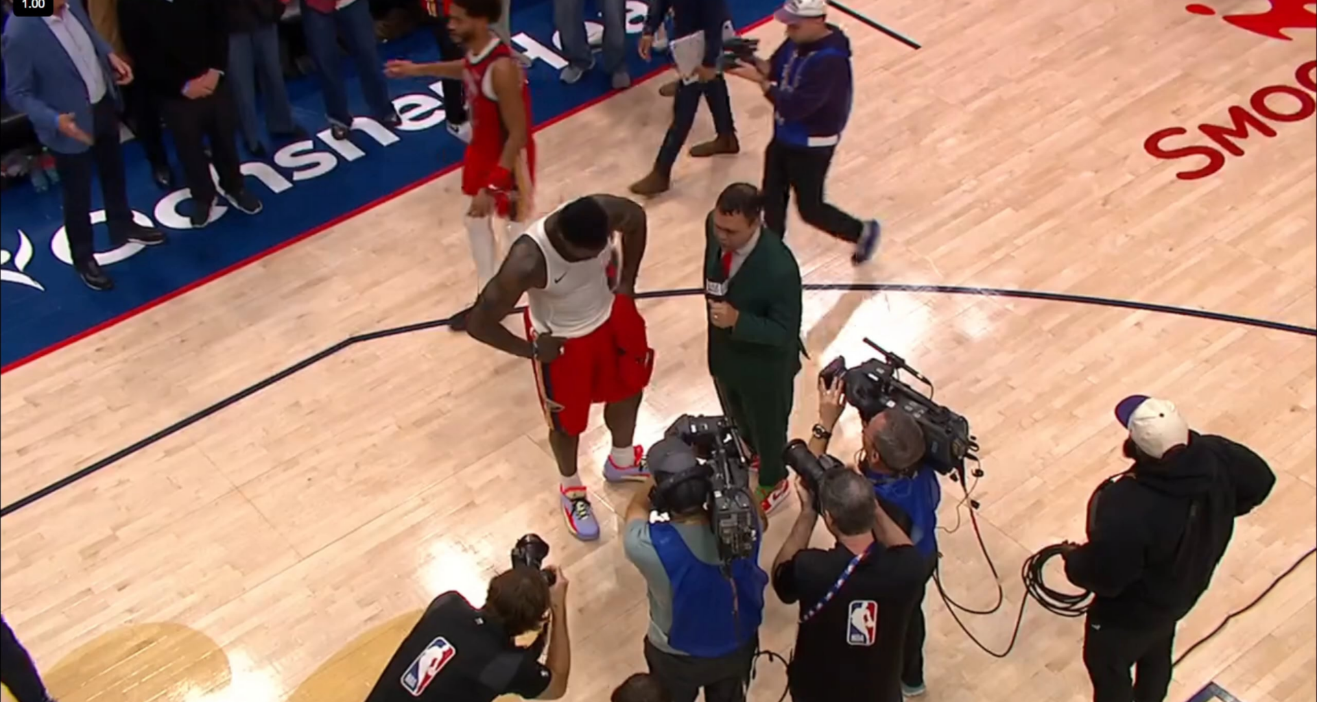 Zion on the crowd tonight: "Oh yeah, we just had to get a few wins, to bring 'em back out" — on Queen: "He gets better every game. From reading defenders, to defending. I said it before, he's a special talent. And I'm glad he's with us."