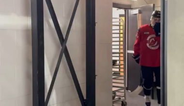 Jack Hughes joins morning skate in a regular jersey