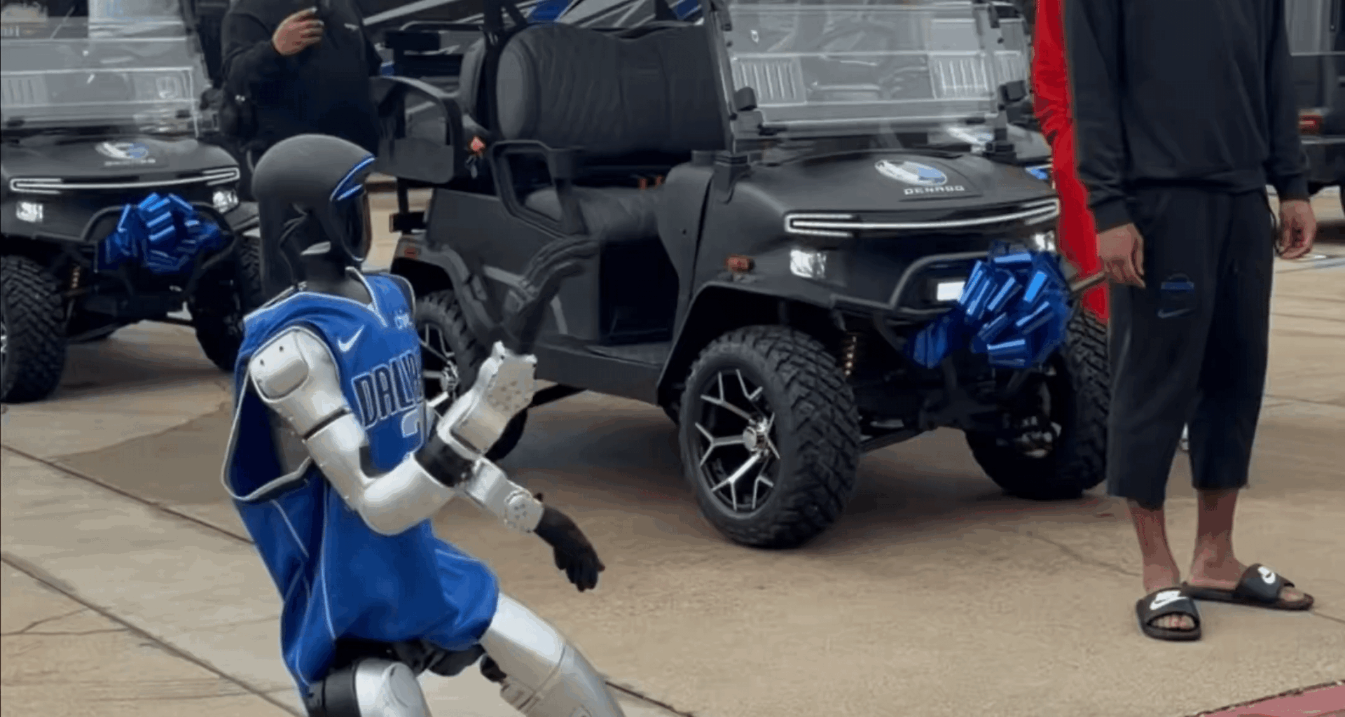Kyrie Irving accidentally destroyed this robot during a shoot
