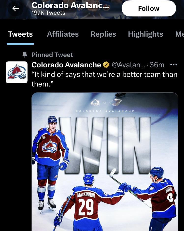 Avs social takes a shot at Wallstedt’s comment from the last matchup