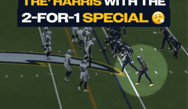 [Highlight] Chargers WR Tre’ Harris blocks two Raiders defenders to spring Kimani Vidal’s 59 yard TD run