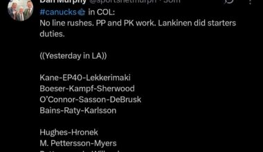 Lines at morning skate + PP & PK @sportsnetmurph [X/Twitter]