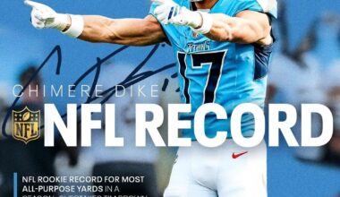 Dike just broke the Rookie all purpose yard record