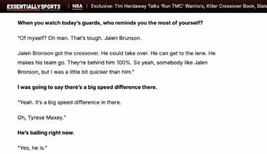 [EssentiallySports] Tim Hardaway Sr says Tyrese Maxey and Jalen Brunson are the 2 current NBA players who remind him of himself.
