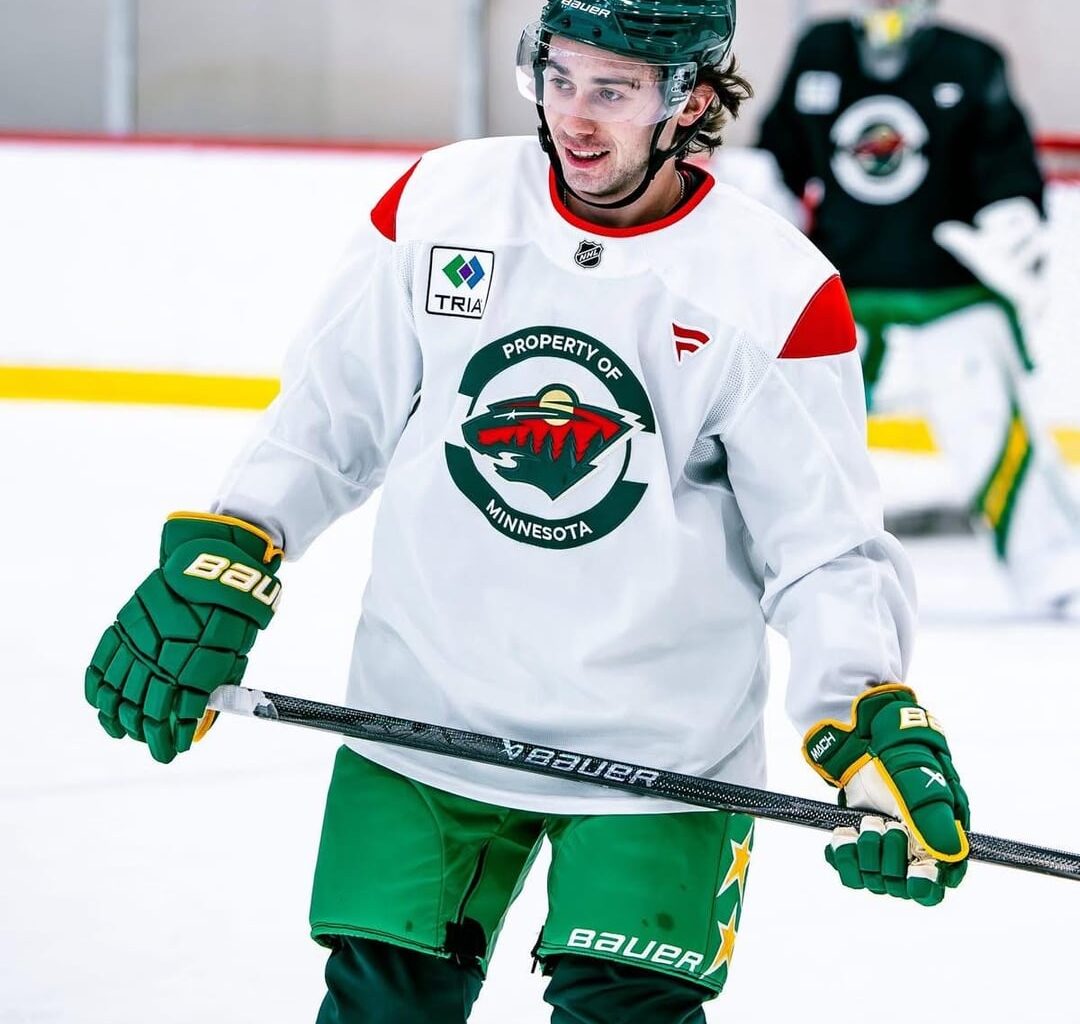 Quinn Hughes seen enjoying a dedicated team practice facility for the first time in his NHL career.