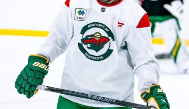 Quinn Hughes seen enjoying a dedicated team practice facility for the first time in his NHL career.