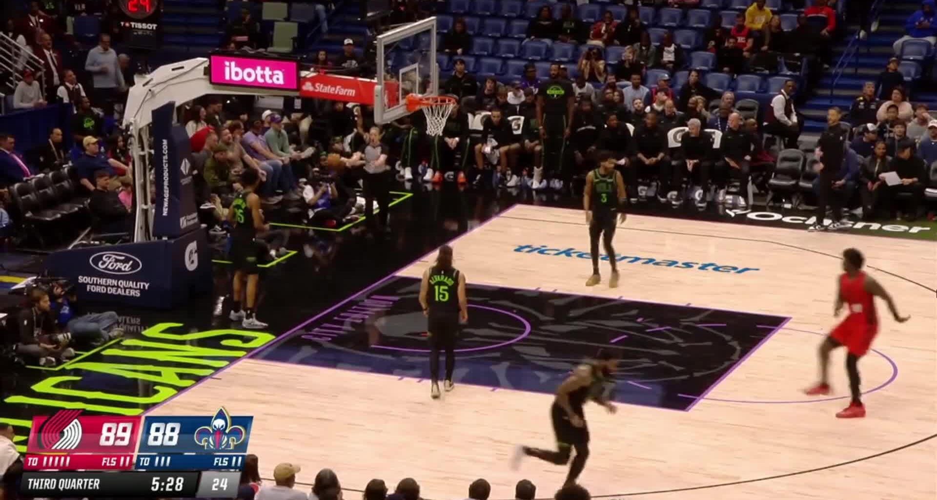 Sidy drives in for the big dunk, then Deni finds him on the fastbreak for another slam