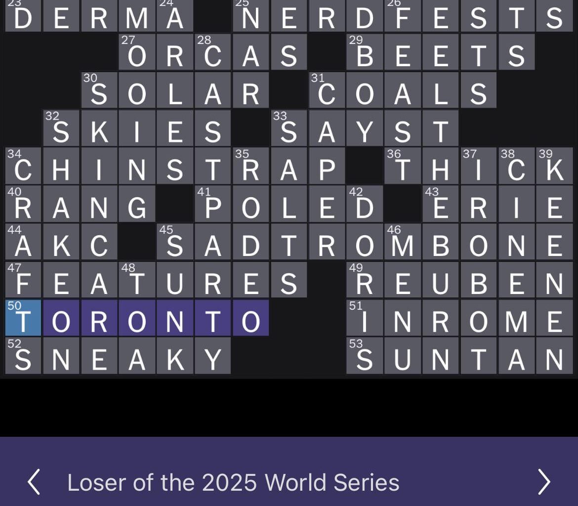Congrats to the Blue Jays for being featured in today’s NYT Crossword, well deserved