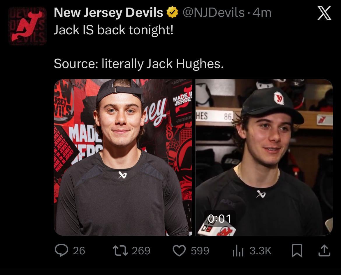 [NJ Devils] Jack IS back tonight!