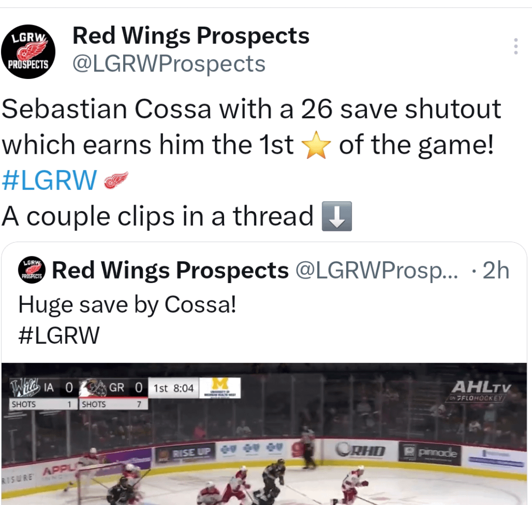 Cossa's shutout gives the Griffins a 1-0 victory!