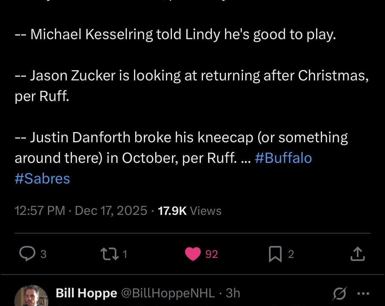 [NHL Rumour Report] David Pagnotta: Re Sabres/Kekalainen: They reached out to Ken Holland, they reached out to others in the summer; Lou Lamoriello was another one; those guys said no; they wanted to have an experienced mind - Oilersnation Everyday (12/15)