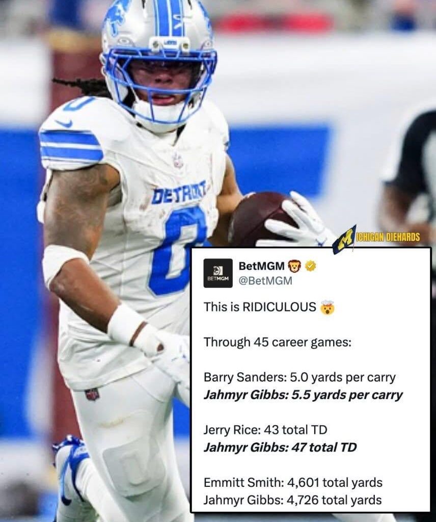 Saw this, and was shocked by it. I knew Jahmyr Gibbs has doing been good. But I didn’t know Statistically, he was doing this good.